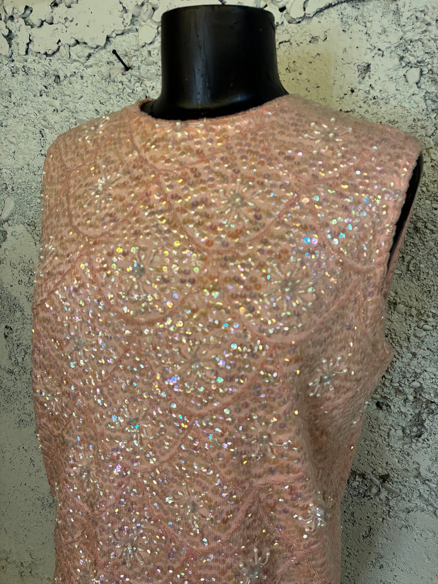 1960s Beaded Pink Top