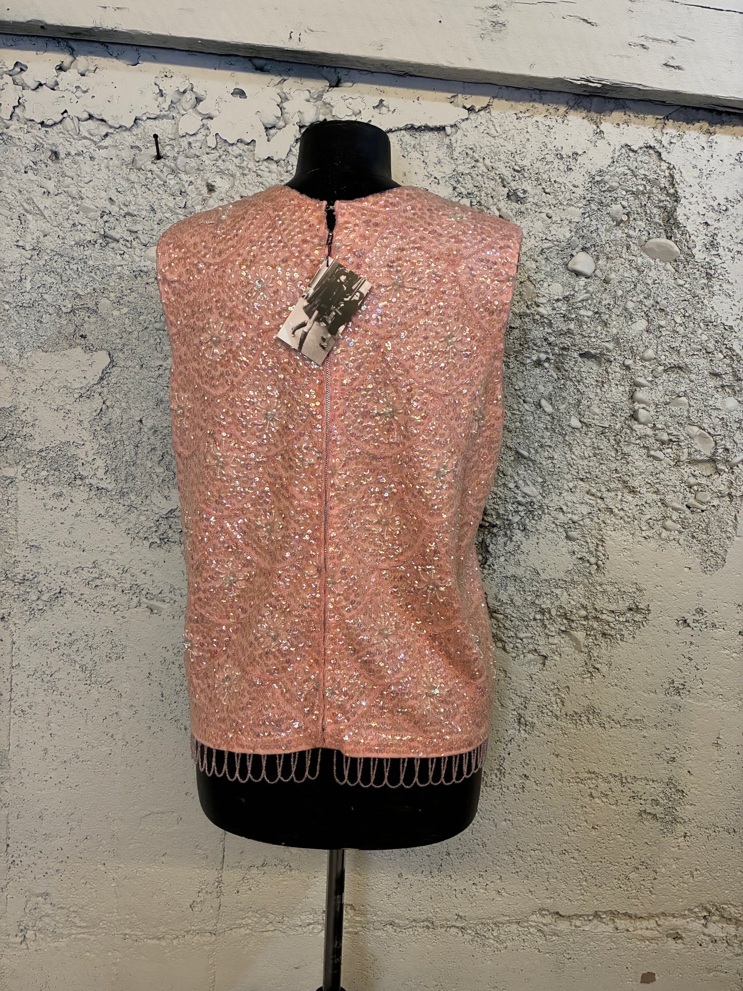 1960s Beaded Pink Top