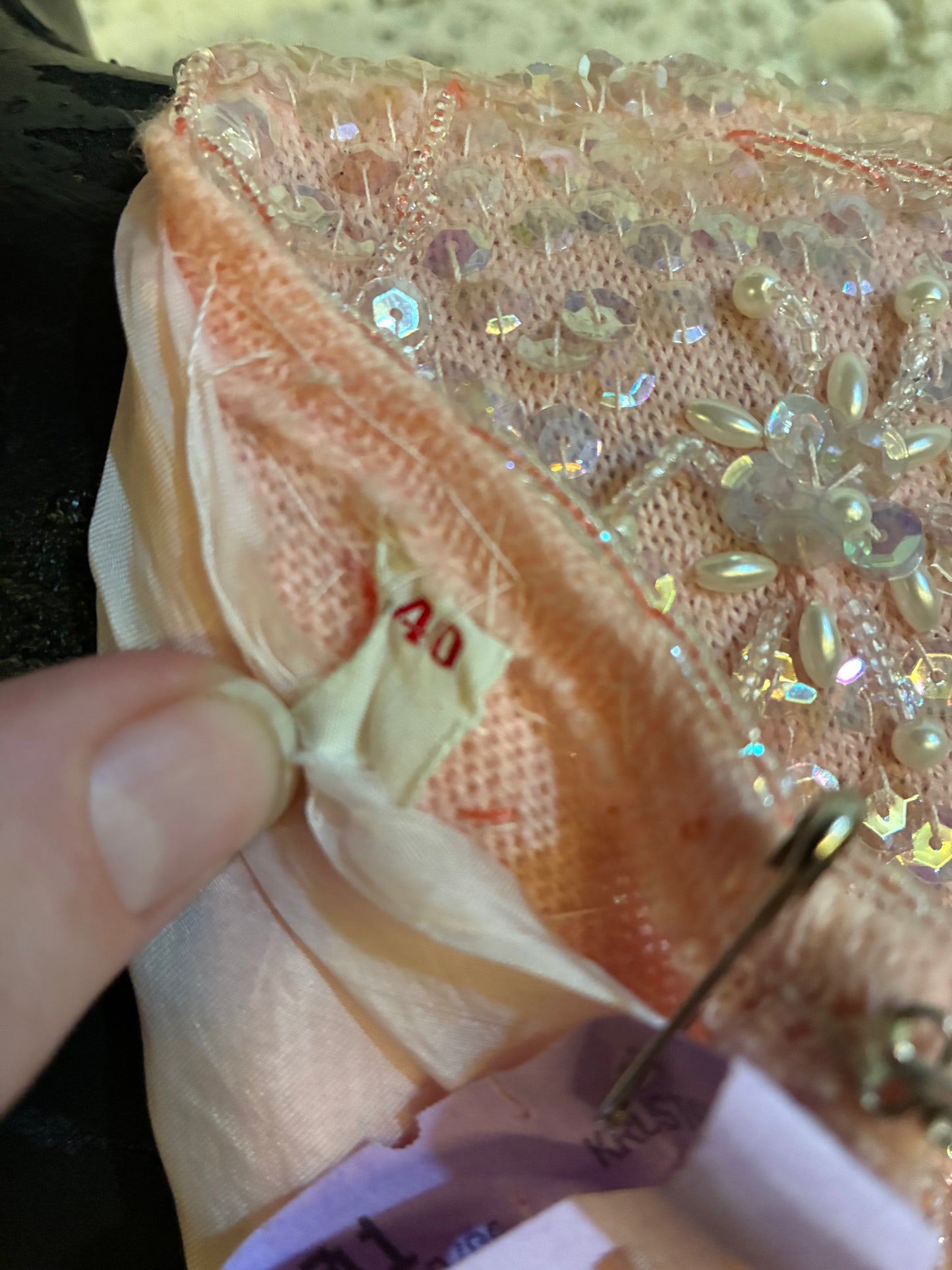 1960s Beaded Pink Top