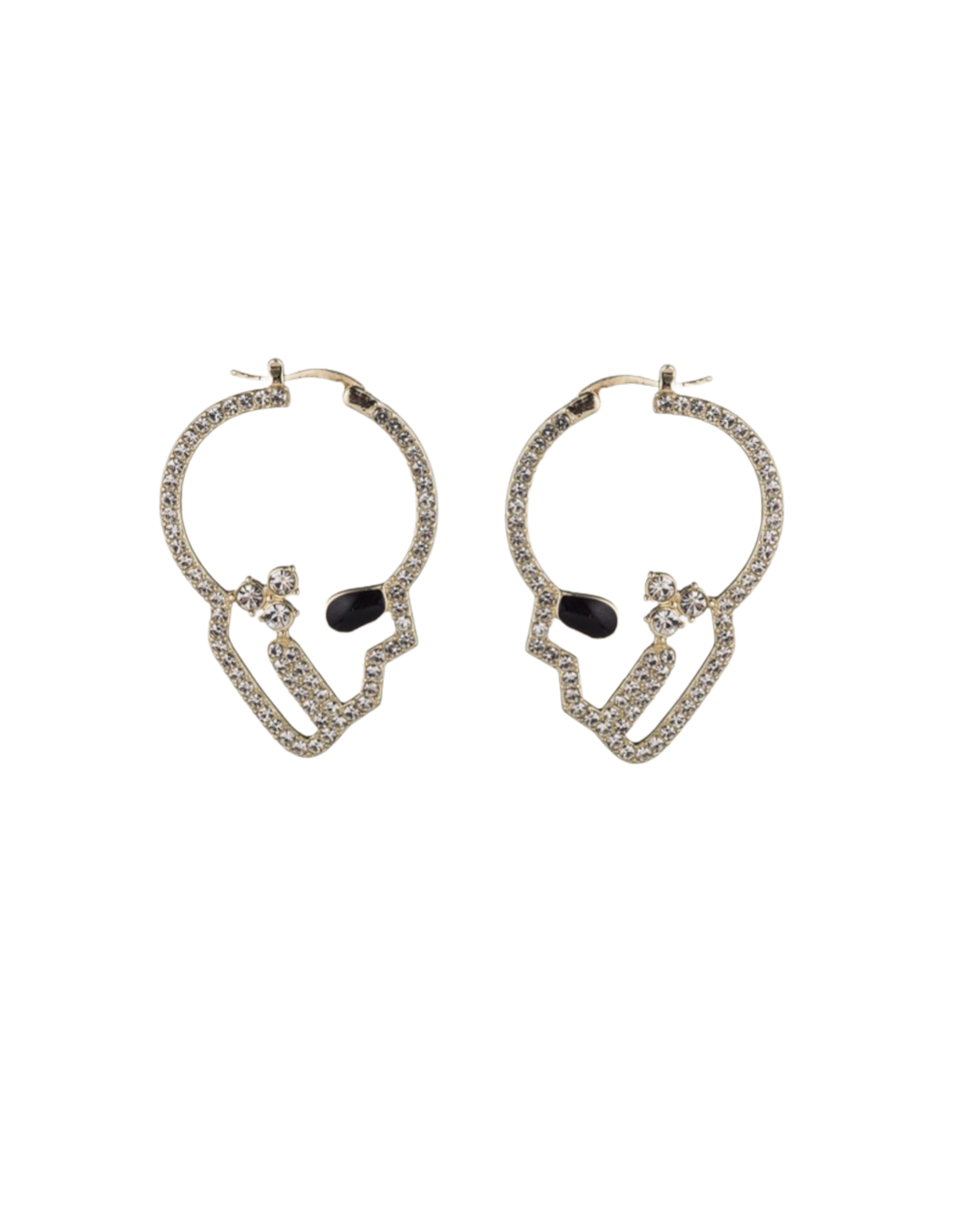 Soft Golden Double Skull Earring