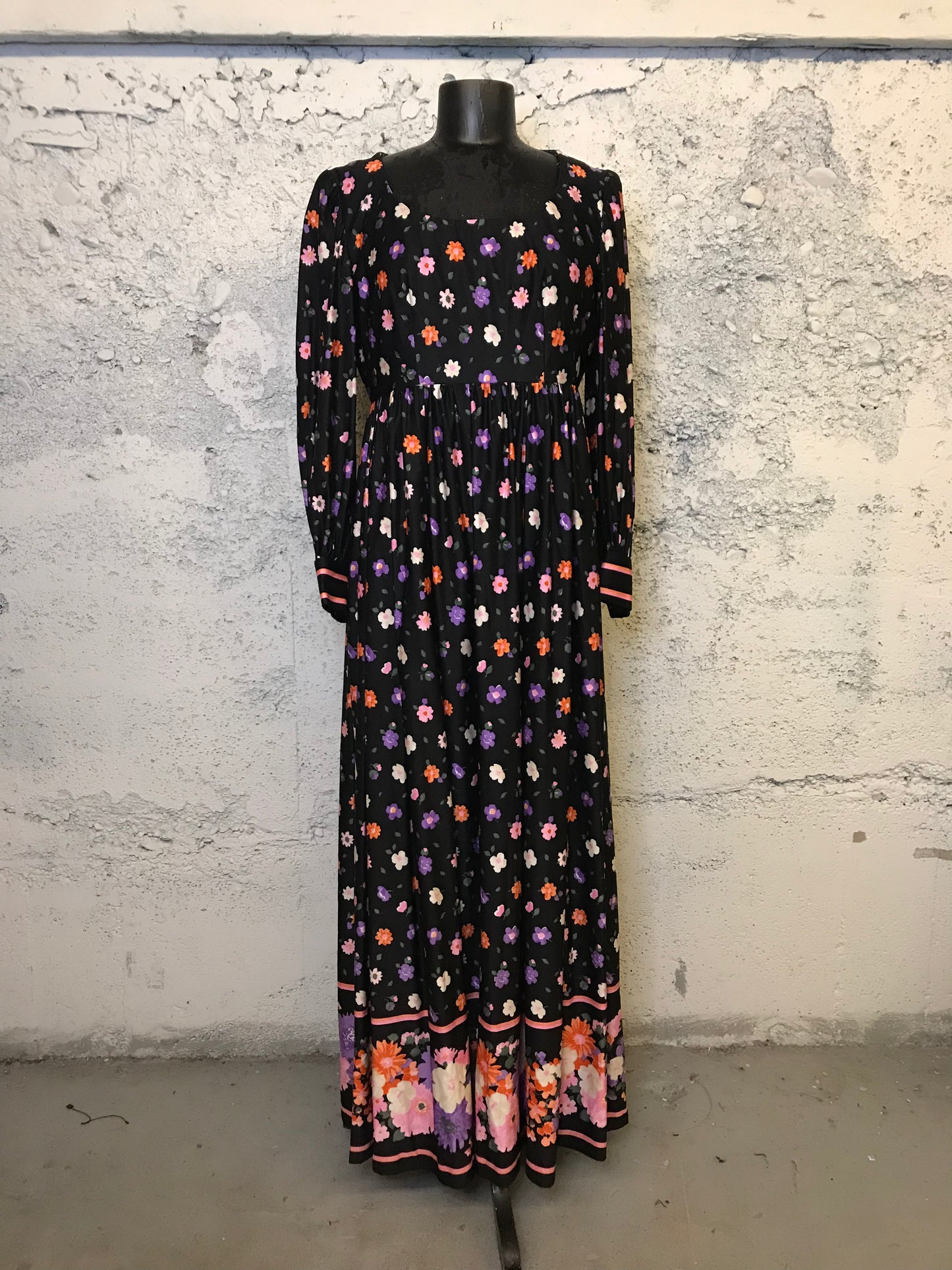 Black Floral 70s Dress