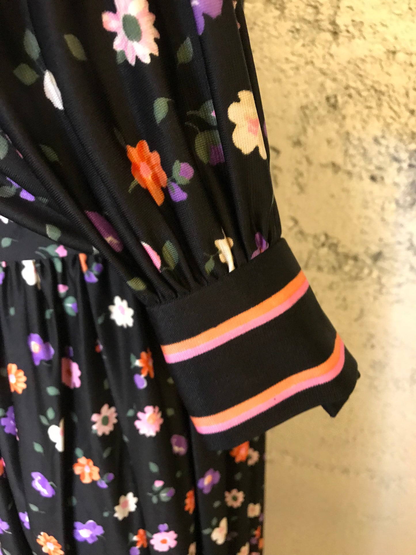 Black Floral 70s Dress