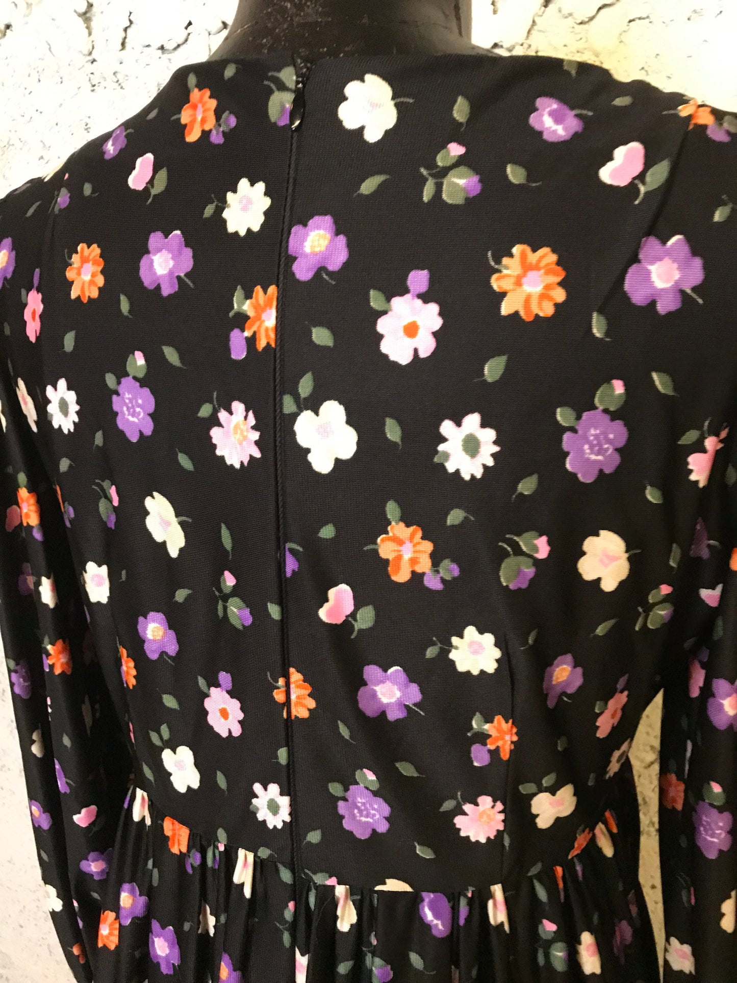 Black Floral 70s Dress