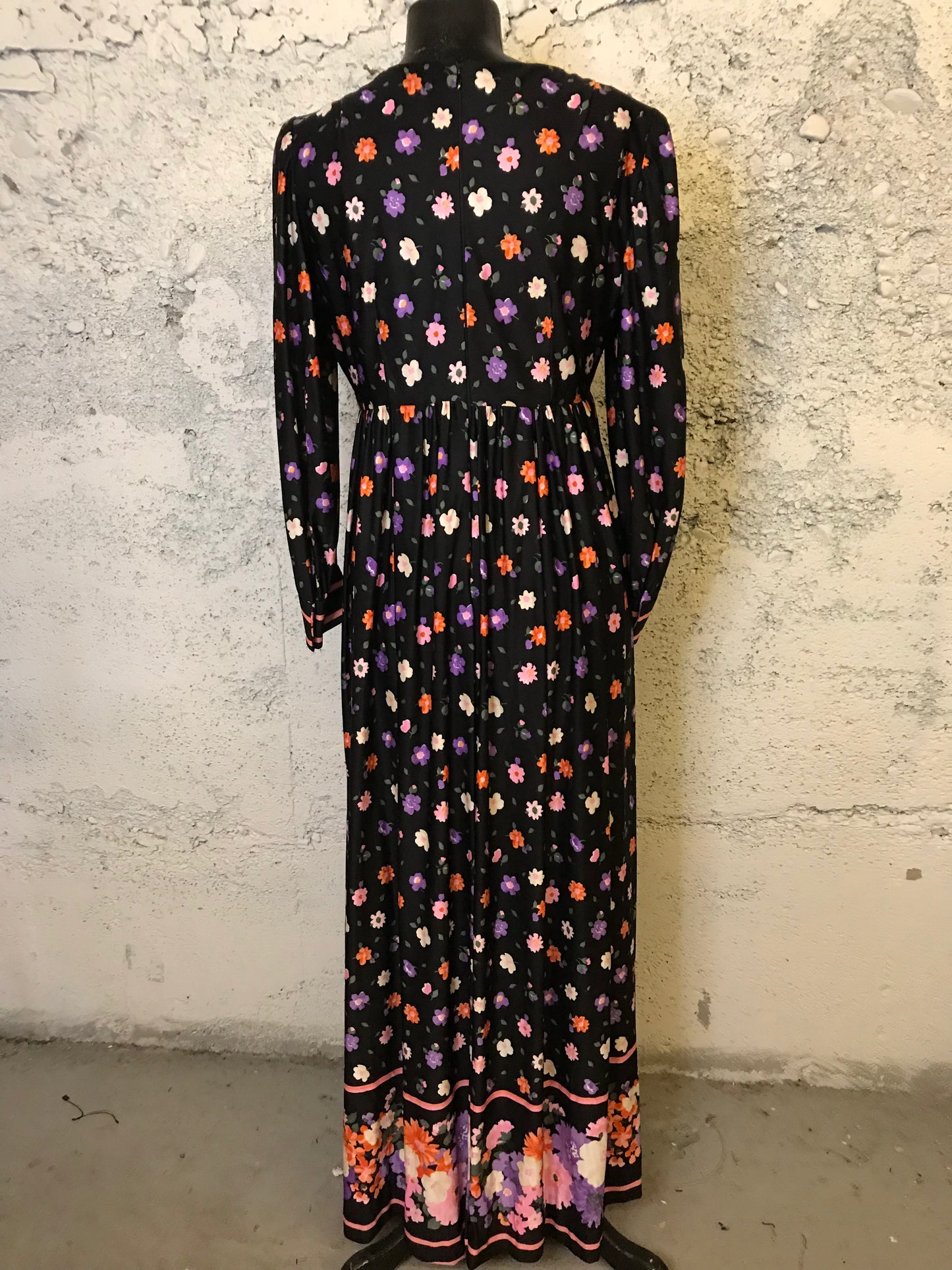 Black Floral 70s Dress