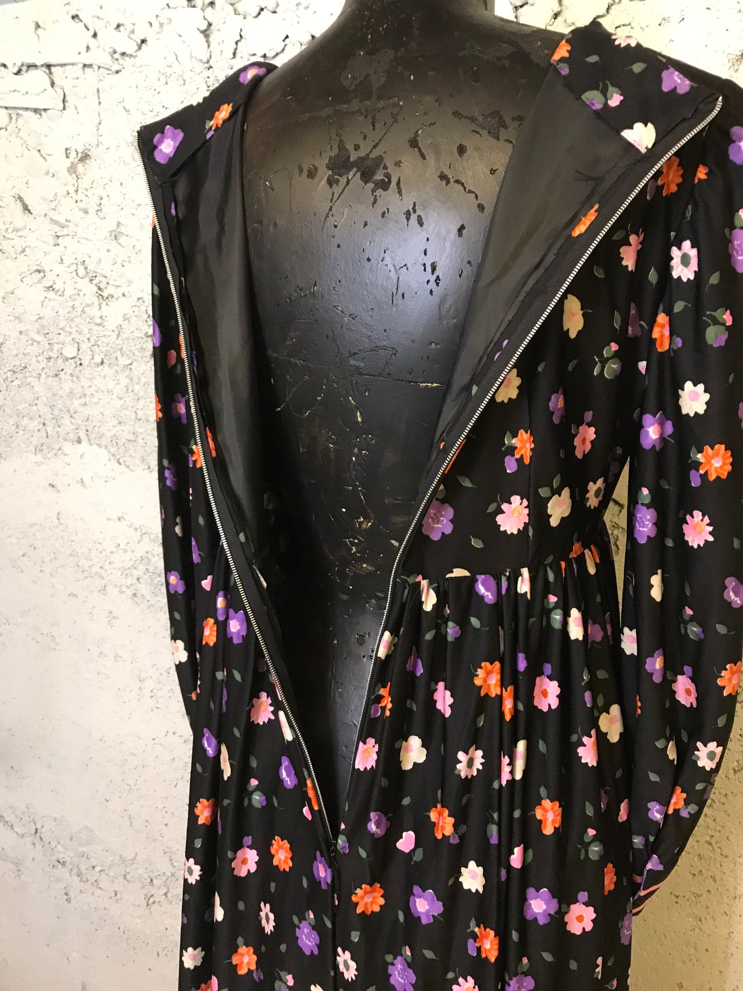 Black Floral 70s Dress