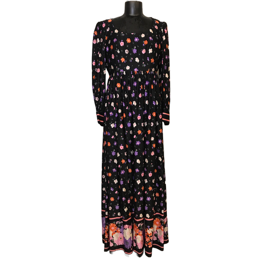 Black Floral 70s Dress