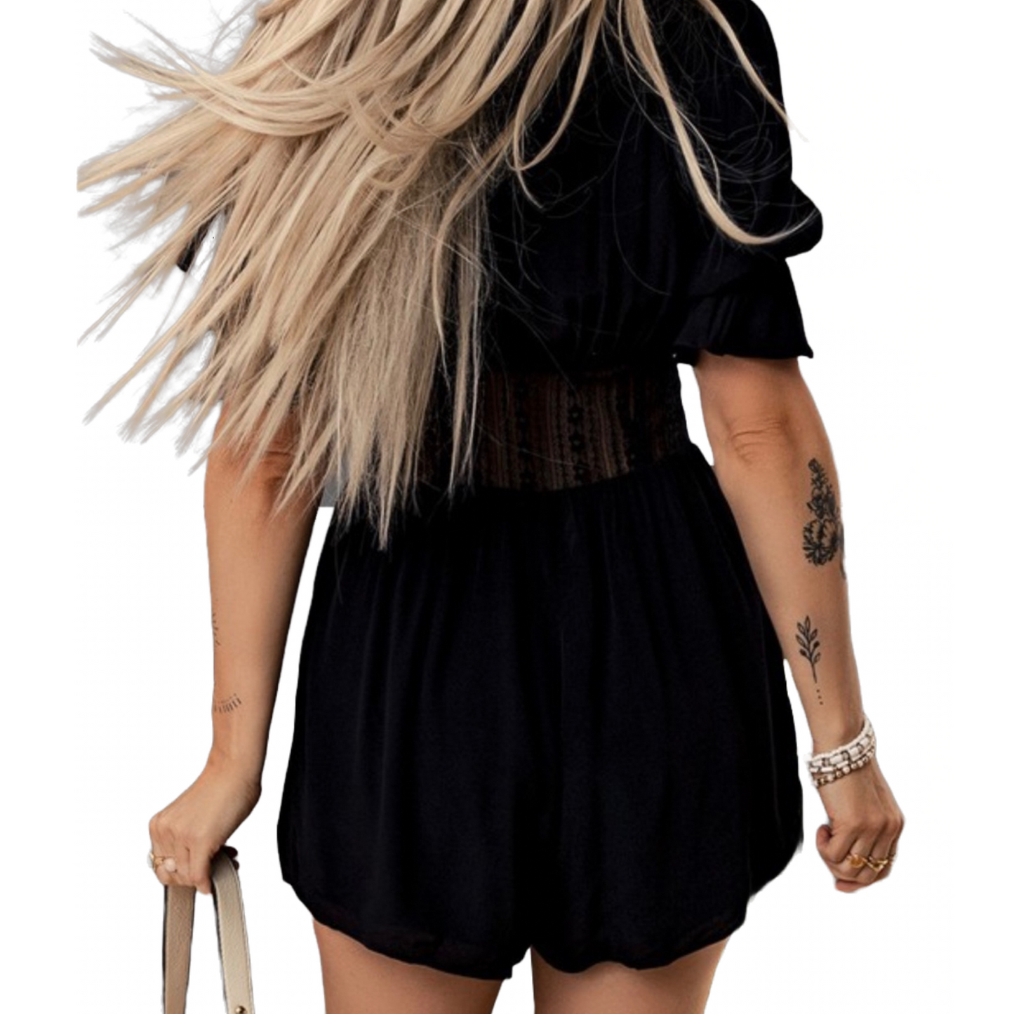 Laced Cutout Plunged Romper